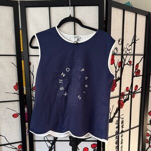 Kenzo Navy and White sleeveless Tee NWT